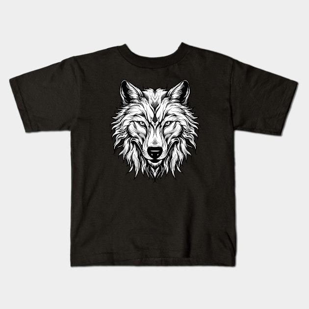 Intense Gaze Wolf: Standout Festival Design Kids T-Shirt by MC Digital Design